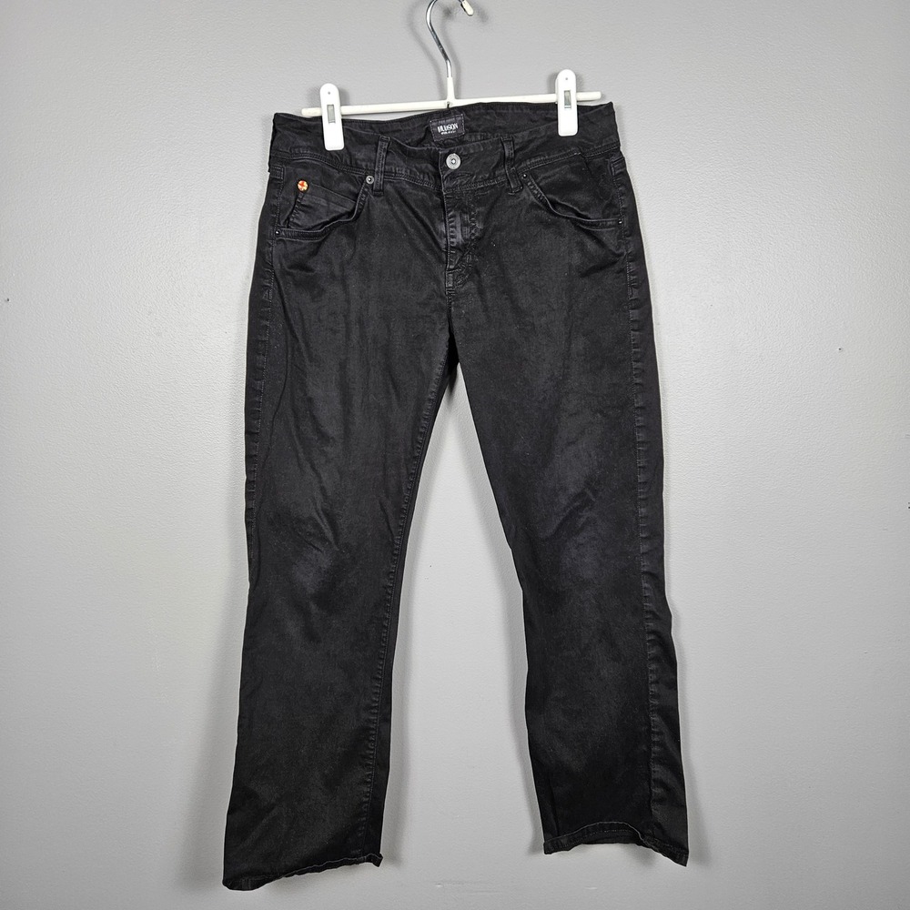Hudson Womens 30 Beth Baby Bootcut Jeans Mid Rise Stretch Flap Pocket Y2K Black